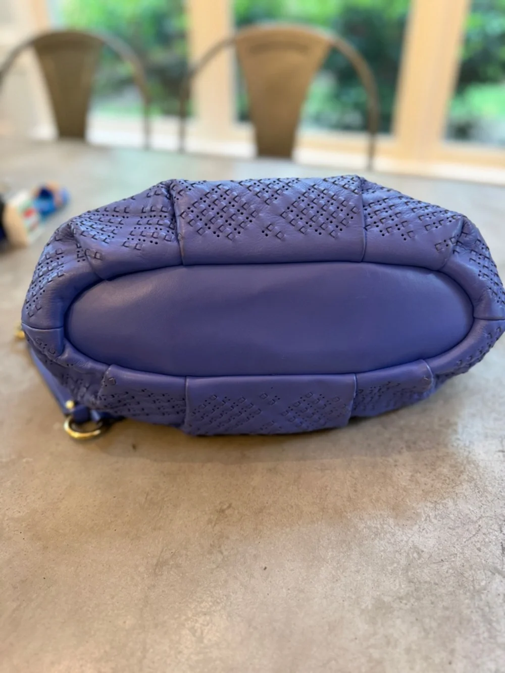 Coach Periwinkle Woven Leather Shoulder Bag with Gold Hardware - Picture 6 of 9